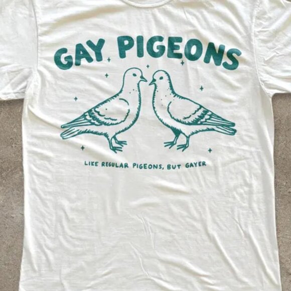 Tops - Gay Pigeons T-shirt, Funny LGBTQ Pride Tee, Vintage Graphic Tee